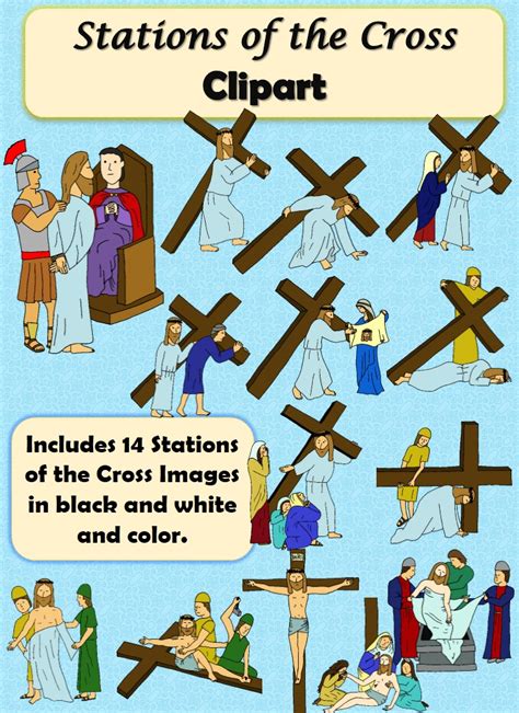 stations of the cross clip art b&w